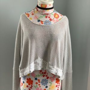 Grey Embroided Crop Top